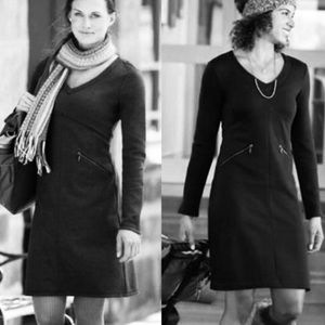 Athleta Celebration black long sleeve ponte knit dress with zipper accents sz XL
